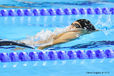 A blurred motion image of China's Lu Xiaobing competing in a backstroke race at the London 2012 Paralympic Games.