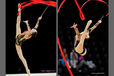 Alina Maksymenko (Ukraine) competing with Ribbon at the World Rhythmic Gymnastics Championships in Montpellier.