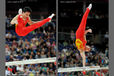 Feng Zhe and Chen Yibing (China) competing on Parallel Bars during the Artistic Gymnastics competition of the London 2012 Olympic Games.
