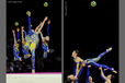 The Japanese group competing at the World Rhythmic Gymnastics Championships in Montpellier.