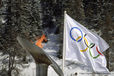The Olympic flag and flame in Albertville