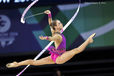 Frankie Jones (Wales) competing with Ribbon during the Rhythmic Gymnastics competitions at the 2014 Glasgow Commonwealth Games.