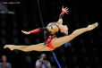Yuria Onuki (Japan) competing with Ribbon at the World Rhythmic Gymnastics Championships in Montpellier.