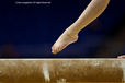A generic image of the feet of a gymnast competing on the balance beam at the 2009 London World Artistic Gymnastics Championships at the 02 arena.
