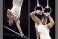 A double image of Dimitri Bilozertschev (USSR) competing on High Bar and Rings during the 1988 Seoul Olympic Games.