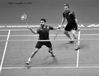 Marcus Ellis and Chris Langridge (England) in action at the 2016 All England Badminton Championships at the Barclaycard Arena Birmingham