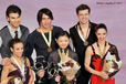 The medalllists of the pairs competition at the 2012 ISU Grand Prix Trophy Eric Bompard at the Palais Omnisports Bercy, Paris France.