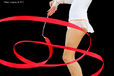 A cropped generic image of a gymnast competing with Ribbon at the World Rhythmic Gymnastics Championships in Montpellier.