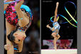 Ulyana Trofimova (Uzbekhistan) shows extreme suppleness while competing with Hoop and Ribbon at the World Rhythmic Gymnastics Championships in Montpellier.