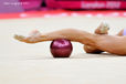A generic image of the pointed toes of a gymnast competing with Ball during the Rhythmic Gymnastics competition of the London 2012 Olympic Games.