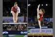Elsabeth Black and isabela Onyshko competing on Bars and Beam at the Gymnastics competition of the 2014 Glasgow Commonwealth Games.