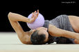 A cropped generic image of a gymnast competing with Ball at the World Rhythmic Gymnastics Championships in Montpellier.