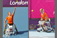 Esther Vergeer (Netherlands) in action during the women's single event at the wheelchair tennis competition of the London 2012 Paralympic Games.