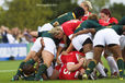 Action from the Wales versus South Africa match at the 2010 Women's World Cup Rugby at Surrey Sports Park August 24th.