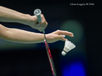 Ayaka Takahashi (Japan) about to serve during the 2016 All England Badminton Championships in Birmingham