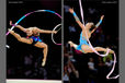 Mimi Cesar and Keziah Gore (both Great Britain) competing at the World Rhythmic Gymnastics Championships in Montpellier.