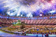 Firework display at the Opening Ceremony of the 2012 London Olympic Games.