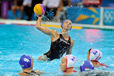 Hungarian action from the women's Water Polo match against Spain.