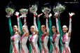 The group from Italy win the gold medal at the World Rhythmic Gymnastics Championships in Montpellier.