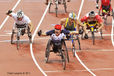 David Weir (Great Britain) the 'Weirwolf' wins the 5000 metres T54 race during the Athletic competition at the London 2012 Paralympic Games.