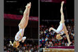 Sandra Izbasa (Romania) competes on Balance Beam during the women's team competition at the 2012 London Olympic Games.