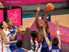French players reach for the ball during their Basketball match against Canada at the 2012 London Olympic Games.