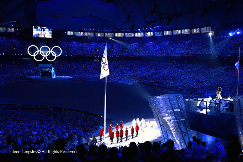 The Olympic Flag raised