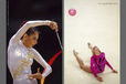 Elena Vitrichenko (Ukraine) competing with the Ribbon during the 1999 Goodwill Games in New York left and with the Ball at the Alicante World Championships.
