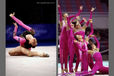 A double image depicting the artistry of the sport of Rhythmic Gymnastics