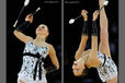 Joanna Mitrosz (Poland) competing with Clubs at the World Rhythmic Gymnastics Championships in Montpellier.