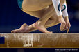 A generic image of the hands and feet of a gymnast competing on the balance beam at the 2009 London World Artistic Gymnastics Championships at the 02 arena.