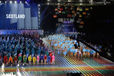 The team from Scotland enter the arena at the Opening Ceremony at the 2014 Glasgow Commonwealth Games .