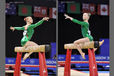 Elizabeth Beddoe and Georgina Hockenhull (Wales) competing on Beam at the Gymnastics competition of the 2014 Glasgow Commonwealth Games.