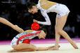 The group from Greece competing at the World Rhythmic Gymnastics Championships in Montpellier.