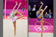 Evgeniya Kanaeva (Russia) winner of the gold medal competing with ribbon and hoop during the Rhythmic Gymnastics competition at the 2012 London Olympic Games.