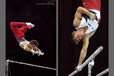 A double image of gymnast Ivan Ivankov (Belarus) competing on the High Bar and the Parallel Bars at the 1993. Birmingham International.