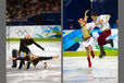 Anna Zadorozhniuk and Sergei Verbillo (Ukraine) performing their free programme (left) and during their Original Dance (right) at the 2010 Vancouver Winter Olympic Games.