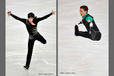 Jinlin Guan (China, left) and Jorik Henrickx (Belgium, right) competing in the short and long programme at the 2012 ISU Grand Prix Trophy Eric Bompard at the Palais Omnisports Bercy, Paris France.