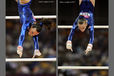 The oldest and youngest members of the British Women's team - Beth Tweddle (left) and Rebecca Tunney (right) compete on asymmetric bars in the team event during the Artistic Gymnastics competition of the London 2012 Olympic Games.