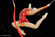 Gim Hun Yee (Korea) competing with Ribbon at the World Rhythmic Gymnastics Championships in Montpellier.
