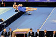 Daniel Purvis (Great Britain) competing on Vault at the 2012 FIG World Cup in the Emirates Arena