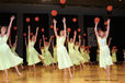 Malmo Flickorna a Swedish dance and gymnastics group perform a display at the Gymnaestrada in Gothenburg.