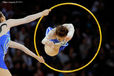 The group from Korea competing at the World Rhythmic Gymnastics Championships in Montpellier.