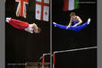 A double image of Sam Oldham (Great Britain) winner of the gold medal in the Junior Men's competition performing a twisting dismount from the High Bar (left) and a Tkachev salto (right) at the 2010 European Gymnastics Championships in Birmingham.