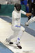 An action image of Enrico Garozzo (Italy) competing in the Men's Epee event at the 2011 European Fencing Championships at the English Institute of Sport SheffieldJuly 18th.