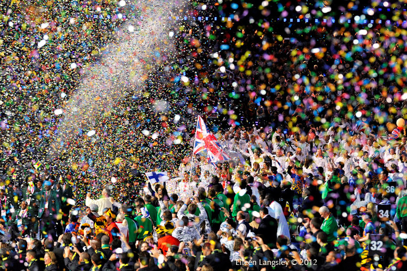 The British team enter the stadium