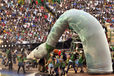 Nessie the Loch Ness monster makes an appearance at the Opening Ceremony at the 2014 Glasgow Commonwealth Games .