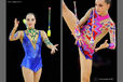 Angelica Kvieczynski (Brazil) and Olga Bogdanova (Estonia) competing with Clubs at the World Rhythmic Gymnastics Championships in Montpellier.