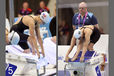 Morgan Bird (USA) left and Sophie Pascoe (New Zealand) right, on the starting block during the swimming competition at the London 2012 Paralympic Games.