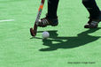 A cropped generic action image of a player showing ball control during the England Versus Netherlands match at the 2010 Women's World Cup Hockey Tournament in Nottingham